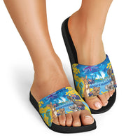 Happy Australia Flag Day Slide Sandals Aussie Animals Grunge Style