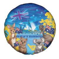 Happy Australia Flag Day Spare Tire Cover Aussie Animals Grunge Style