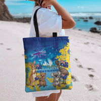 Happy Australia Flag Day Tote Bag Aussie Animals Grunge Style