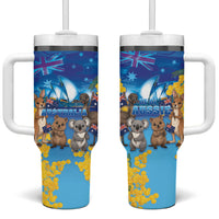 Happy Australia Flag Day Tumbler With Handle Aussie Animals Grunge Style