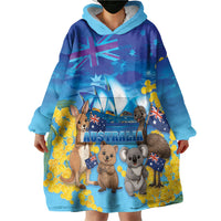Happy Australia Flag Day Wearable Blanket Hoodie Aussie Animals Grunge Style