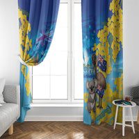 Happy Australia Flag Day Window Curtain Aussie Animals Grunge Style