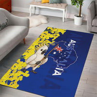 Australia Cockatoo Area Rug Aussie Flag With Golden Wattle