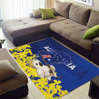 Australia Cockatoo Area Rug Aussie Flag With Golden Wattle