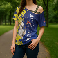 Australia Cockatoo Cross Shoulder Shirt Aussie Flag With Golden Wattle