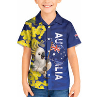 Australia Cockatoo Kid Hawaiian Shirt Aussie Flag With Golden Wattle