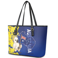 Australia Cockatoo Leather Tote Bag Aussie Flag With Golden Wattle