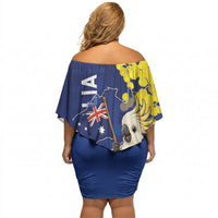 Australia Cockatoo Off Shoulder Short Dress Aussie Flag With Golden Wattle