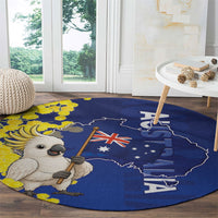 Australia Cockatoo Round Carpet Aussie Flag With Golden Wattle