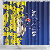 Australia Cockatoo Shower Curtain Aussie Flag With Golden Wattle