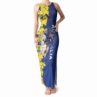 Australia Cockatoo Tank Maxi Dress Aussie Flag With Golden Wattle