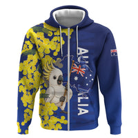 Australia Cockatoo Zip Hoodie Aussie Flag With Golden Wattle