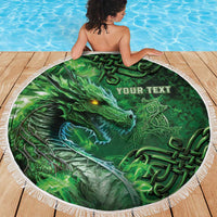 Personalized Ireland Celtic Beach Blanket Irish Roots Dragon Soul - Wonder Print Shop