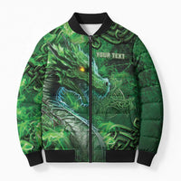 Personalized Ireland Celtic Bomber Puffer Jacket Irish Roots Dragon Soul - Wonder Print Shop