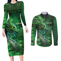 Personalized Ireland Celtic Couples Matching Long Sleeve Bodycon Dress and Long Sleeve Button Shirt Irish Roots Dragon Soul - Wonder Print Shop