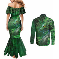 Personalized Ireland Celtic Couples Matching Mermaid Dress and Long Sleeve Button Shirt Irish Roots Dragon Soul - Wonder Print Shop