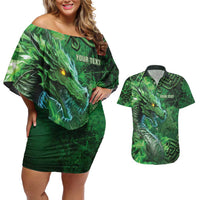 Personalized Ireland Celtic Couples Matching Off Shoulder Short Dress and Hawaiian Shirt Irish Roots Dragon Soul - Wonder Print Shop