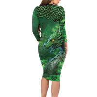 Personalized Ireland Celtic Family Matching Long Sleeve Bodycon Dress and Hawaiian Shirt Irish Roots Dragon Soul - Wonder Print Shop