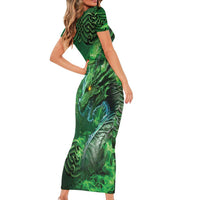 Personalized Ireland Celtic Family Matching Short Sleeve Bodycon Dress and Hawaiian Shirt Irish Roots Dragon Soul - Wonder Print Shop