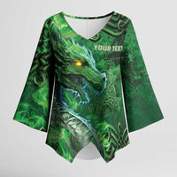 Personalized Ireland Celtic Kimono Sleeve Blouse Irish Roots Dragon Soul - Wonder Print Shop