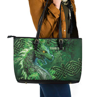 Personalized Ireland Celtic Leather Tote Bag Irish Roots Dragon Soul - Wonder Print Shop