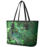 Personalized Ireland Celtic Leather Tote Bag Irish Roots Dragon Soul - Wonder Print Shop