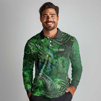 Personalized Ireland Celtic Long Sleeve Polo Shirt Irish Roots Dragon Soul - Wonder Print Shop