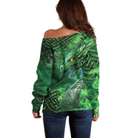 Personalized Ireland Celtic Off Shoulder Sweater Irish Roots Dragon Soul - Wonder Print Shop