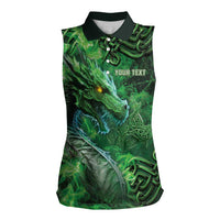 Personalized Ireland Celtic Women Sleeveless Polo Shirt Irish Roots Dragon Soul - Wonder Print Shop