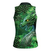 Personalized Ireland Celtic Women Sleeveless Polo Shirt Irish Roots Dragon Soul - Wonder Print Shop