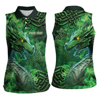 Personalized Ireland Celtic Women Sleeveless Polo Shirt Irish Roots Dragon Soul - Wonder Print Shop
