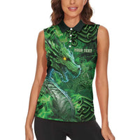 Personalized Ireland Celtic Women Sleeveless Polo Shirt Irish Roots Dragon Soul - Wonder Print Shop