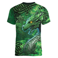 Personalized Ireland Celtic Women V-Neck T-Shirt Irish Roots Dragon Soul - Wonder Print Shop