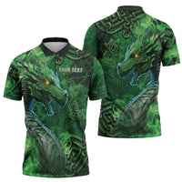 Personalized Ireland Celtic Zipper Polo Shirt Irish Roots Dragon Soul - Wonder Print Shop