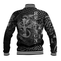 Brittany Celtic Cross Baseball Jacket Fantasy Celtic Dragon - Wonder Print Shop
