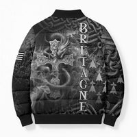 Brittany Celtic Cross Bomber Puffer Jacket Fantasy Celtic Dragon - Wonder Print Shop