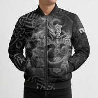 Brittany Celtic Cross Bomber Puffer Jacket Fantasy Celtic Dragon - Wonder Print Shop