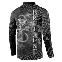 Brittany Celtic Cross Button Sweatshirt Fantasy Celtic Dragon - Wonder Print Shop