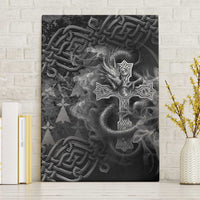 Brittany Celtic Cross Canvas Wall Art Fantasy Celtic Dragon - Wonder Print Shop
