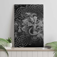 Brittany Celtic Cross Canvas Wall Art Fantasy Celtic Dragon - Wonder Print Shop