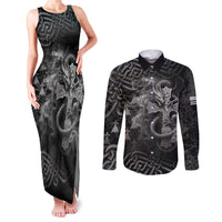 Brittany Celtic Cross Couples Matching Tank Maxi Dress and Long Sleeve Button Shirt Fantasy Celtic Dragon - Wonder Print Shop