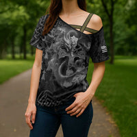 Brittany Celtic Cross Cross Shoulder Shirt Fantasy Celtic Dragon - Wonder Print Shop