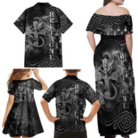 Brittany Celtic Cross Family Matching Off Shoulder Maxi Dress and Hawaiian Shirt Fantasy Celtic Dragon - Wonder Print Shop