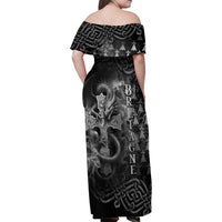 Brittany Celtic Cross Family Matching Off Shoulder Maxi Dress and Hawaiian Shirt Fantasy Celtic Dragon - Wonder Print Shop