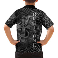 Brittany Celtic Cross Family Matching Off Shoulder Short Dress and Hawaiian Shirt Fantasy Celtic Dragon - Wonder Print Shop