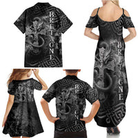 Brittany Celtic Cross Family Matching Summer Maxi Dress and Hawaiian Shirt Fantasy Celtic Dragon - Wonder Print Shop