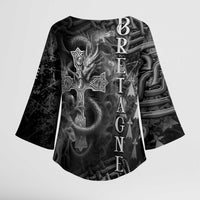 Brittany Celtic Cross Kimono Sleeve Blouse Fantasy Celtic Dragon - Wonder Print Shop
