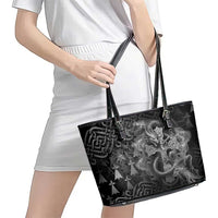 Brittany Celtic Cross Leather Tote Bag Fantasy Celtic Dragon - Wonder Print Shop