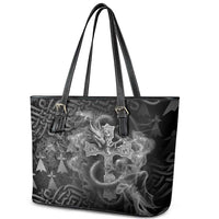 Brittany Celtic Cross Leather Tote Bag Fantasy Celtic Dragon - Wonder Print Shop