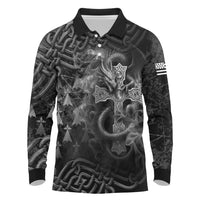 Brittany Celtic Cross Long Sleeve Polo Shirt Fantasy Celtic Dragon - Wonder Print Shop